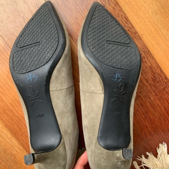Nine West Khaki Suede Pointy Kitten Heels - Picture 4 of 5
